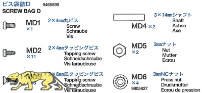 Schraubenbeutel D (MD1-MD5) für Tamiya M26 Pershing (56016)
