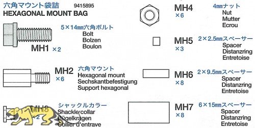 Sechskantschrauben und Halterungsbeutel (MH1-MH7) für 56016
