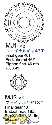Ausgangszahnräder 46 Zahn und 18 Zahn (MJ1-MJ2) für 56016
