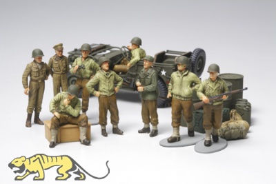 WWII US Infantry at Rest with Willys Jeep - 1/48