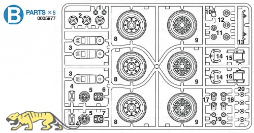 B Parts (B1-B20) for Tamiya Leopard 2A6 (56020) 1:16