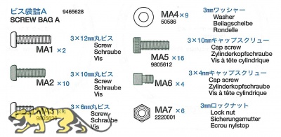 Schraubenbeutel A (MA1-MA7) für Tamiya Leopard 2A6 (56020)