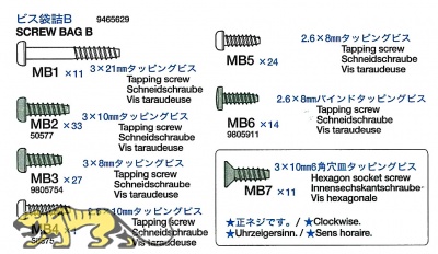 Screw Bag B (MB1-MB7) for Tamiya Leopard 2A6 (56020) 1:16