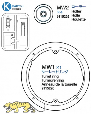 K Teile Beutel (K1-K3, MW1 x1, MW2 x4) für Tamiya 56026