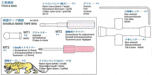 Tool bag (MT1-3, Grease etc.) for Tamiya 56010