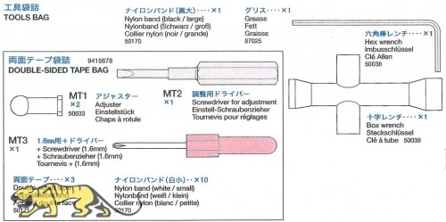 Werkzeugbeutel (MT1-3, Fett usw.) für Tamiya 56010