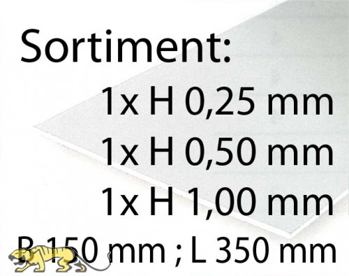 White Sheets Assortment - 0,25, 0,50, 1,00 x 150 x 350 mm, 3 Pcs
