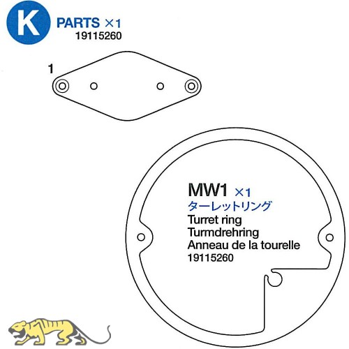 K Teile (K1 x1, MW1 x1) für Tamiya KV-1 / KV-2 (56028 / 56030) 1:16