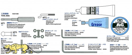 Werkzeugbeutel (MT1-MT3, Fett, etc.) für Tamiya KV-1 (56028) 1:16
