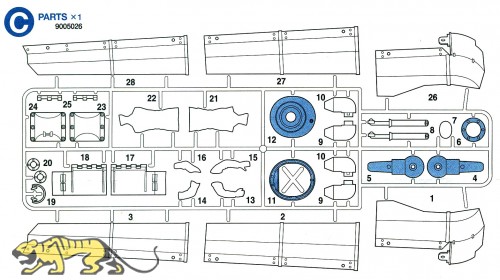 C Teile (C1-C28) für Tamiya Königstiger (56018) 1:16