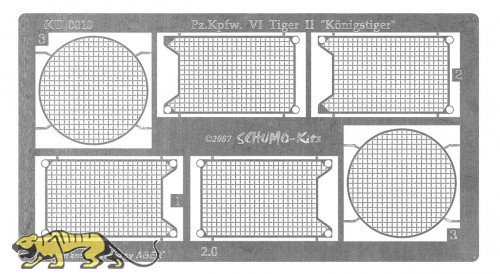 Fotogeätzte Lüftergitter  für  Tamiya Königstiger 1:16, Rev. 2.0