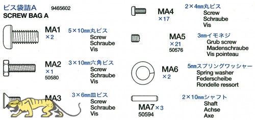 Schraubenbeutel A (MA1-MA7) für Tamiya Königstiger (56018)
