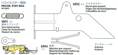 Rückstoßeinheit Teile Beutel (MG1-MG2, MR1-MR4 und Antenne)