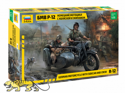 German Motorcycle R-12 with Sidecar and Crew - 1/35