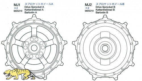 Kettenantriebsräder A&B (MJ1-MJ2 x2) für Tamiya 56018