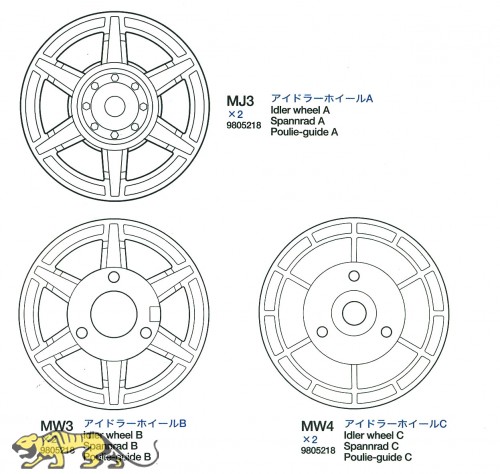 Spannräder A,B,C (MJ3, MW3-MW4 x2) für Tamiya 56018