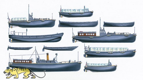 Japanische Marine Hilfsboote Set (28 Stück) - 1:350