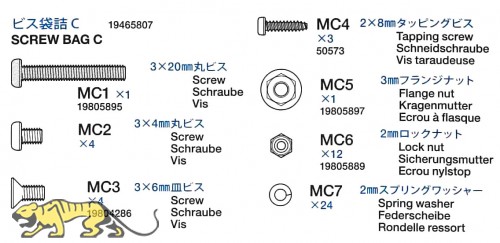 Schraubenbeutel C für Tamiya Super Sherman (56032) 1:16