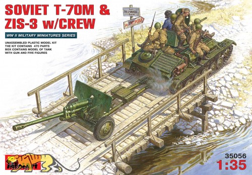Sowjetischer T-70M mit 76,2mm ZIS-3 und Besatzung - 1:35