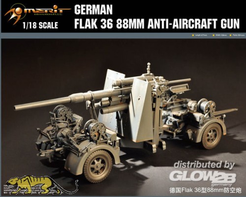 German 88mm FlaK 36 - Anti Aircraft Gun - 1/18