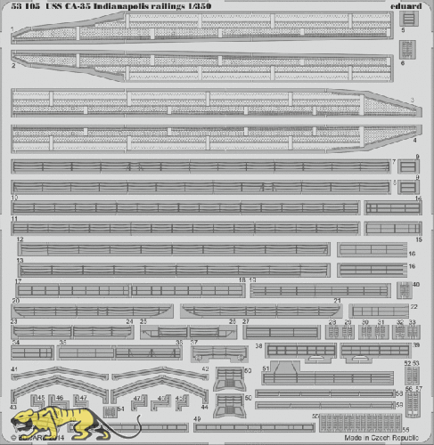 Photo-Etched Railing for 1/350 USS Indianapolis CA-35 - Academy 14107 - 1/350