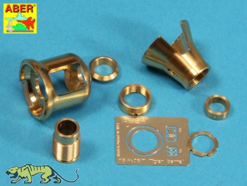 Brass turned early muzzle break for Tiger and Kingtiger Porsche turret