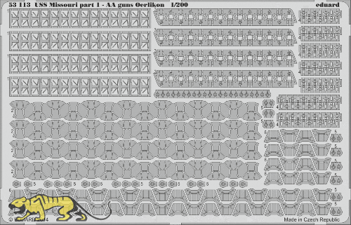 Photo-Etched Parts - AA-Guns Oerlikon for 1/200 USS Missouri  - Trumpeter 03705 - 1/200