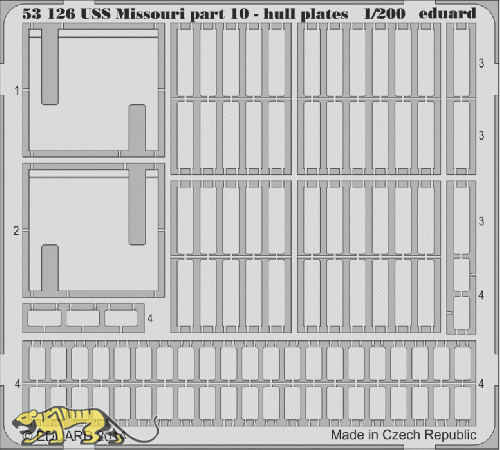 Fotoätzteile Rumpf-Platten für 1:200 USS Missouri - Trumpeter 03705 - 1:200