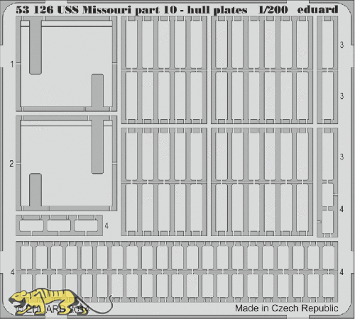 Photo-Etched Parts - Hull Plates for 1/200 USS Missouri  - Trumpeter 03705 - 1/200