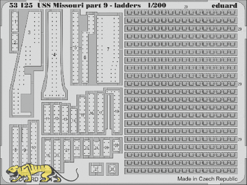 Photo-Etched Parts - Ladders for 1/200 USS Missouri  - Trumpeter 03705 - 1/200