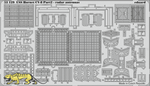 Photo-Etched Parts Radar Antennas for 1/200 USS Hornet CV-8 - Merit 62001 - 1/200