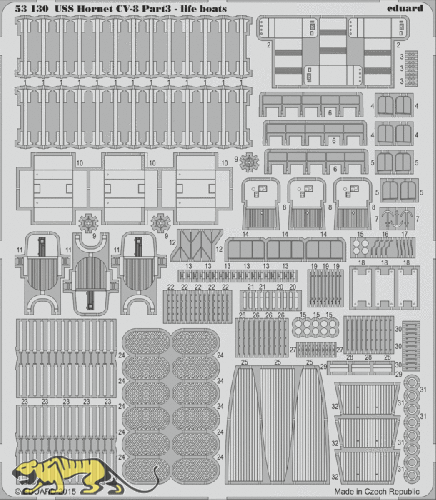 Fotoätzteile Rettungsboote für 1:200 USS Hornet CV-8 - Merit 62001 - 1:200