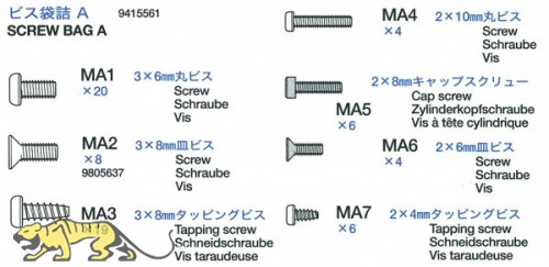 Schraubenbeutel A (MA1-MA7) für Tamiya Tiger I (56010) 1:16