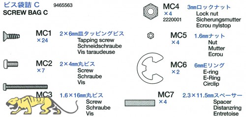 Schraubenbeutel C (MC1-MC7) für Tamiya Tiger I (56010) 1:16
