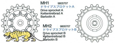 Kettenantriebsräder A und B (MH1-MH2) für Tamiya 56010
