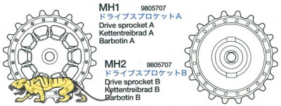 Drive Sprocket A and B (MH1-MH2) for Tamiya Tiger I (56010) 1:16