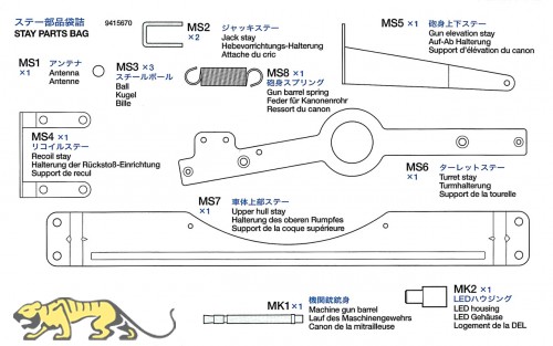 Stay Parts Bag (MK1, MK2, MS1-MS8) for Tamiya 56010 1:16