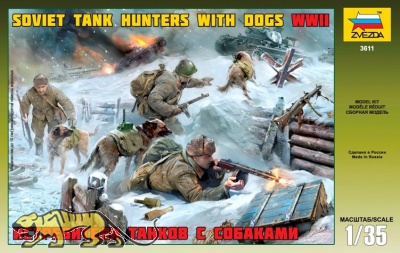 Sowjetische Panzerjäger mit Hunden - WWII - 1:35