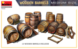 Wooden barrels - medium size - 12 pcs. - 1/35