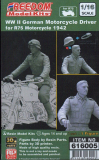 Motorradfahrer - WWII Deutscher Soldat - R75 Motorrad - Fahrer Figur - 1:16