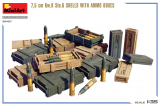 Deutsche 7,5cm KwK StuG Munition und Munitionskisten - 1:35