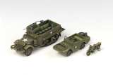 US M3 Half track & 1/4t Amphibian Vehicle + Motorcycle - 1:72