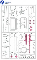 A-Parts (A1-A23) for Tamiya Sherman Series 56014 and 56032 1:16