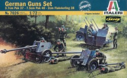 Wehrmacht Geschütz Set - 3,7cm PaK 37 - 7,5cm PaK 40 - 2cm Flakvierling 38 - 1:72