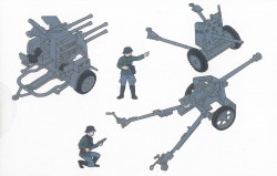 German Guns Set - 3,7cm PaK 37 - 7,5cm PaK 40 - 2cm Flakvierling 38 - 1/72