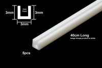 Plastic Beams - U Profile - Clear 3 x 3 mm - 40cm - 5pcs