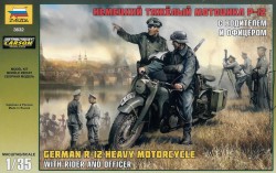 German Heavy Motorcycle R-12 - with Rider and Officer - 1/35