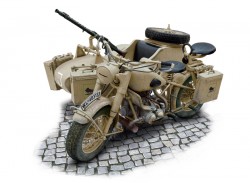 Deutsche Wehrmacht Motorrad mit Beiwagen - BMW R75 - 1:9