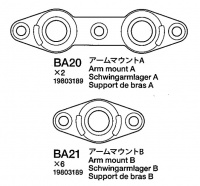 Suspension Arm mount A & B (BA20 x2 BA21 x6) - Tamiya M551 Sheridan - 1/16
