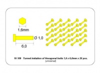 Sechskantbolzen - 1,6 x 6,0 mm - 25 Stück - 1:16